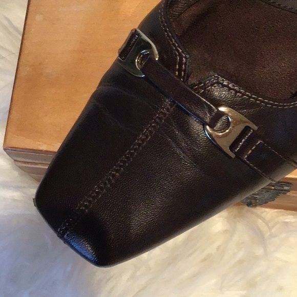 Life Stride Lucent brown square toe leather slingback flats gold detail 8.5 - Picture 6 of 8